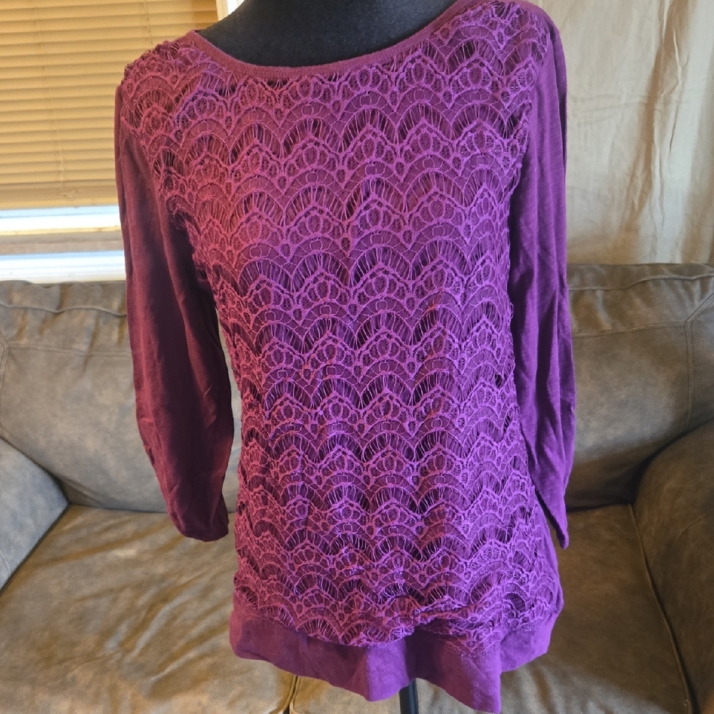 Maurices Purple Lace Women's Blouse Size L